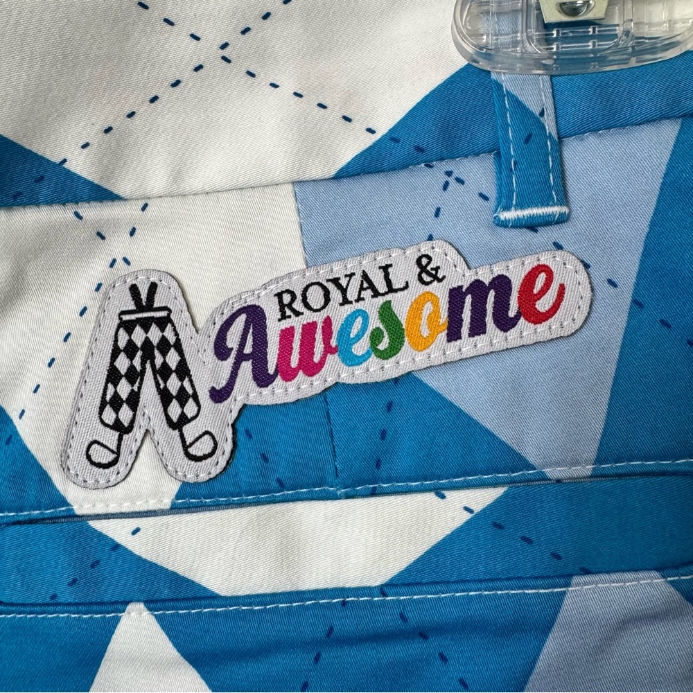 Royal & Awesome Kids Old Tom’s Golf Shorts Size Small Blue and White Argyle - Picture 8 of 13